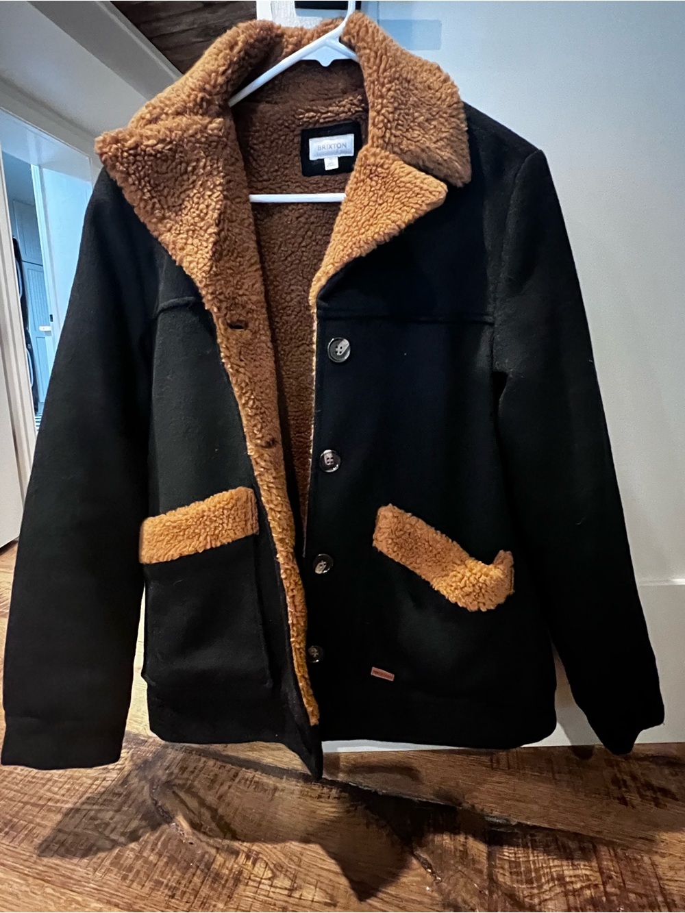 Brixton women’s Black Jacket with Brown Sherpa Trim